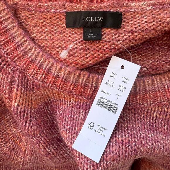 J. Crew Maxi Dress Sz L Pink Space Dyed Knit Fringe Hem Bishop Sleeve NEW - Picture 8 of 15